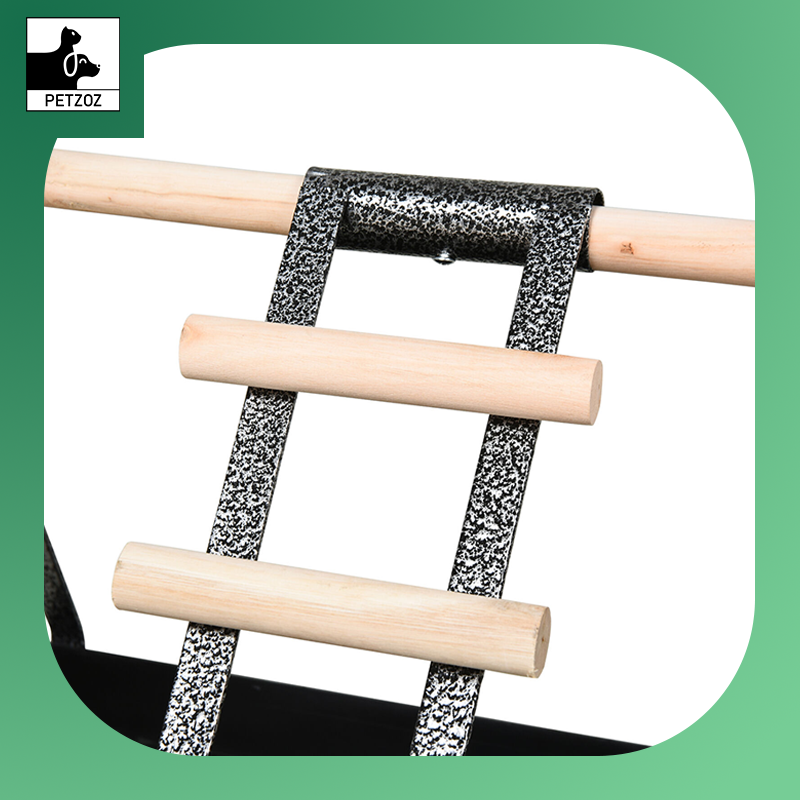 Bird Playstand with Wooden Perch Ladder Feeding Cups for Macaw Parrot Conure