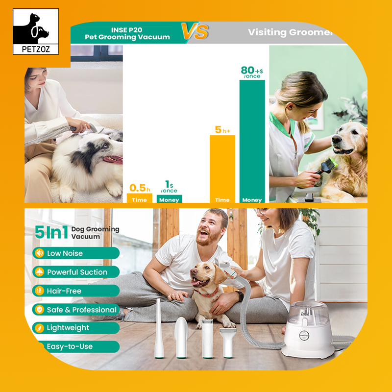 Professional Pets Grooming Vacuum Kit-Shedding Clipper,Brush Tool ,Low Noise Cleaning Kit