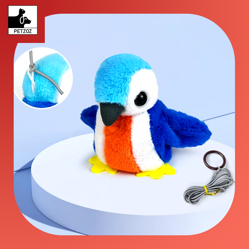 Interactive Cat Toys Rechargeable Chirping Flapping Bird(No Flying) with Catnip for Indoor Cats, Touch Activated Plush Toys