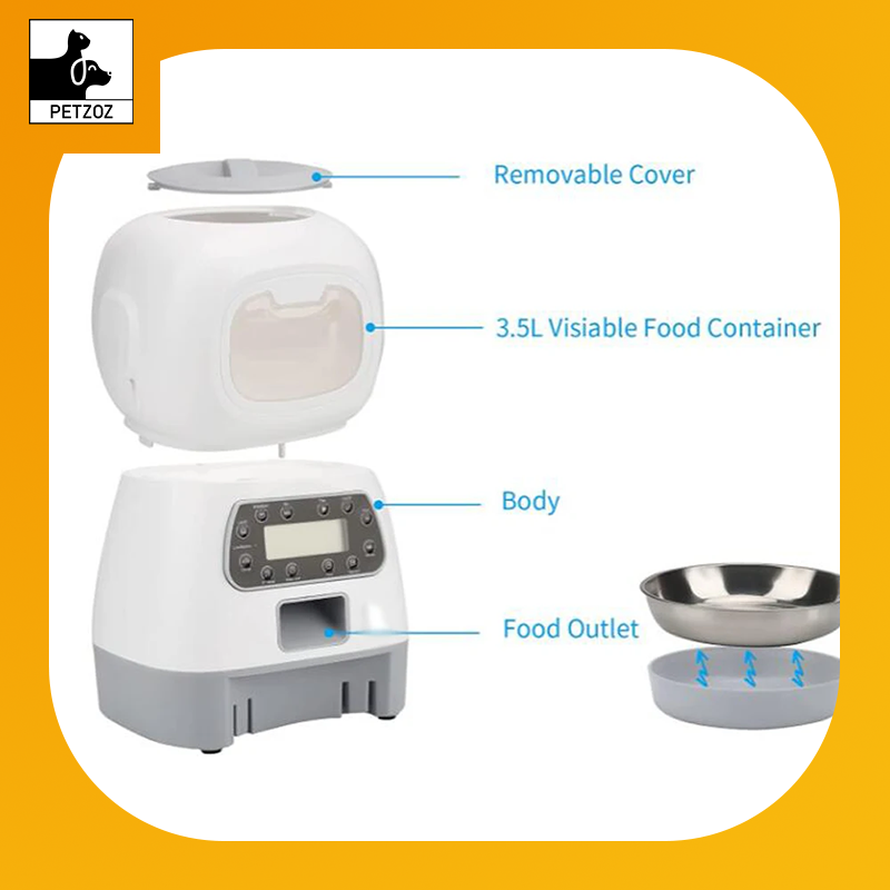 3.5L Automatic Pet Feeder Smart Food Dispenser for Cats Dogs Timer Stainless Steel Bowl Auto Dog Cat Pet Feeding Pet Supplies