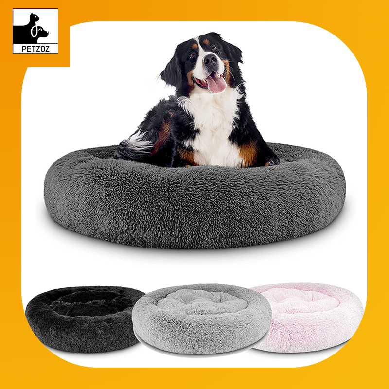 Dog Bed Donut Soft Large Plush Cat Beds for Calming Pet anti Anxiety Washable Xl