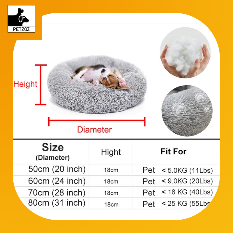 Dog Bed Donut Soft Large Plush Cat Beds for Calming Pet anti Anxiety Washable Xl