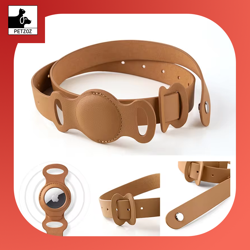 New Leather Pet Adjustable Collar for Apple Airtag Location Tracker Dog Cat Anti-Lost Airtag Case Airtags Location Collar