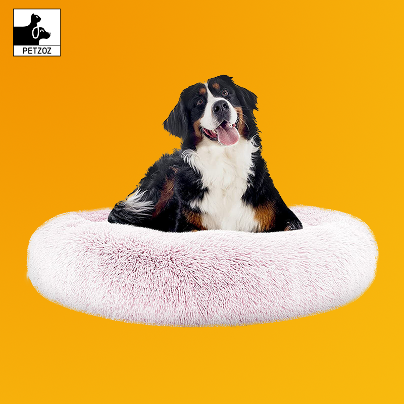 Dog Bed Donut Soft Large Plush Cat Beds for Calming Pet anti Anxiety Washable Xl