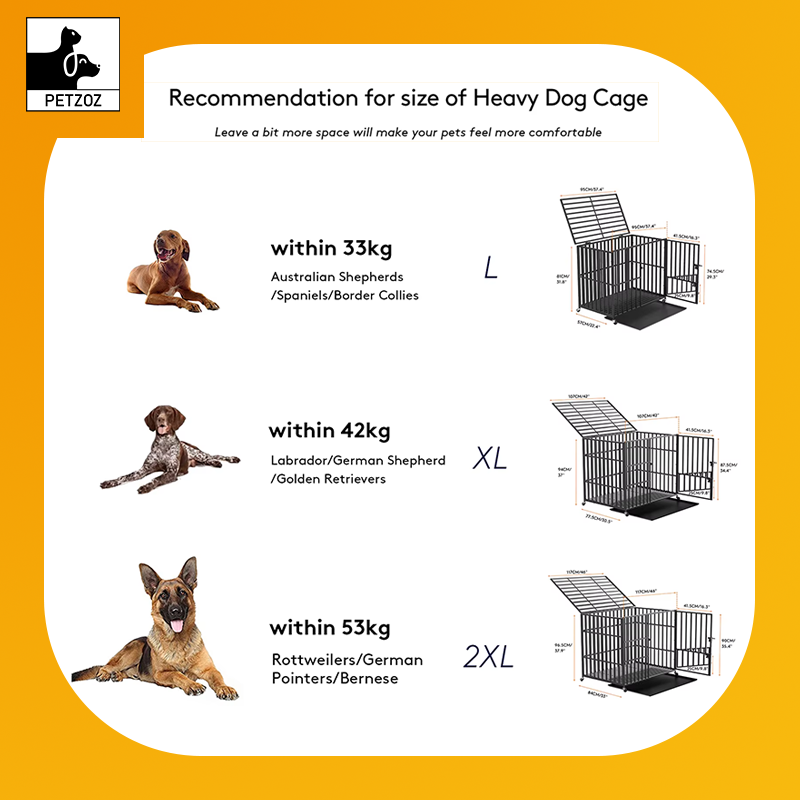 Heavy Duty Dog Crate Large Pet Cage with Waterproof Cover on Wheeled Dog Kennel Tear Resistant Square Tube Puppy Cage with Tray