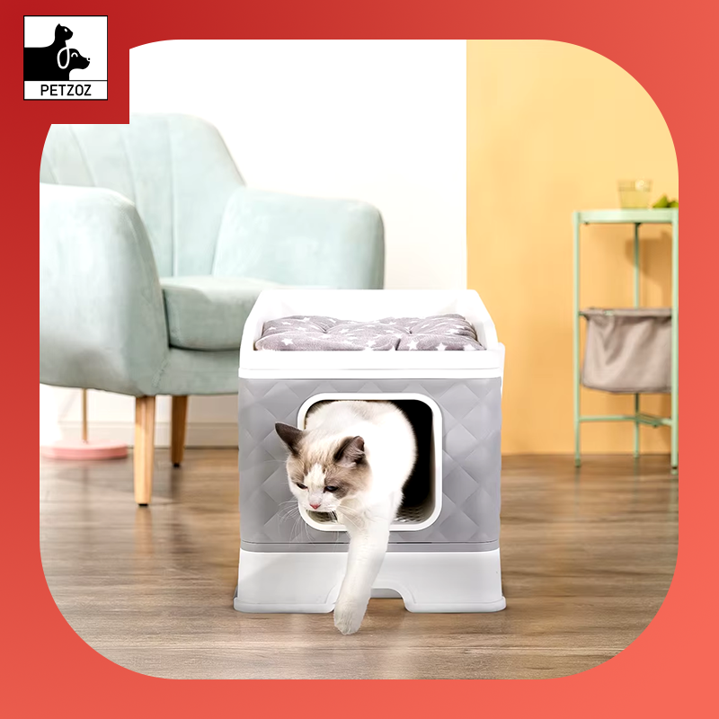 Foldable Cat Litter Box Large Pet Toilet+Cat Sand Shovel Easy Clean Leak-Proof Enclosed