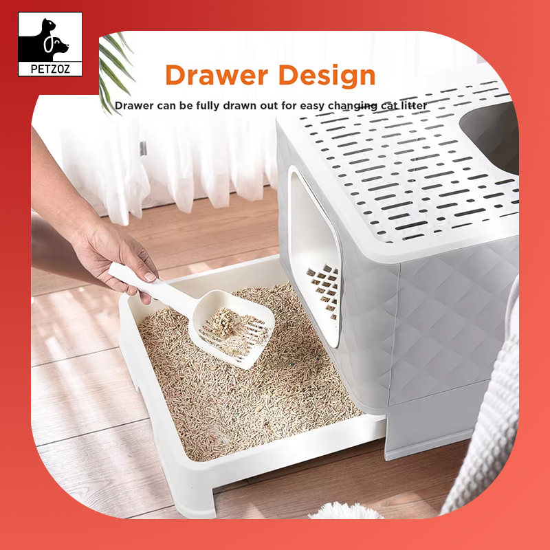 Foldable Cat Litter Box Large Pet Toilet+Cat Sand Shovel Easy Clean Leak-Proof Enclosed