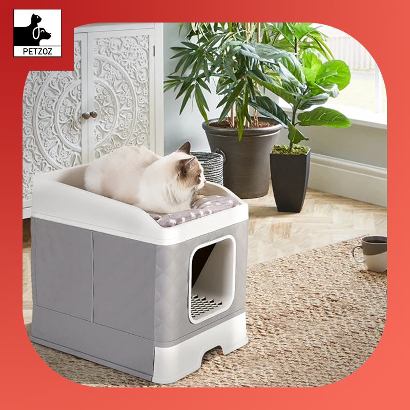 Foldable Cat Litter Box Large Pet Toilet+Cat Sand Shovel Easy Clean Leak-Proof Enclosed