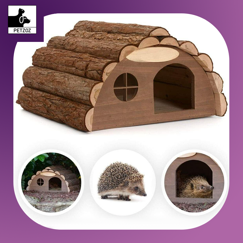 Hedgehog House Large Solid Wooden Garden Shelter Hibernation Home Food Nest Box
