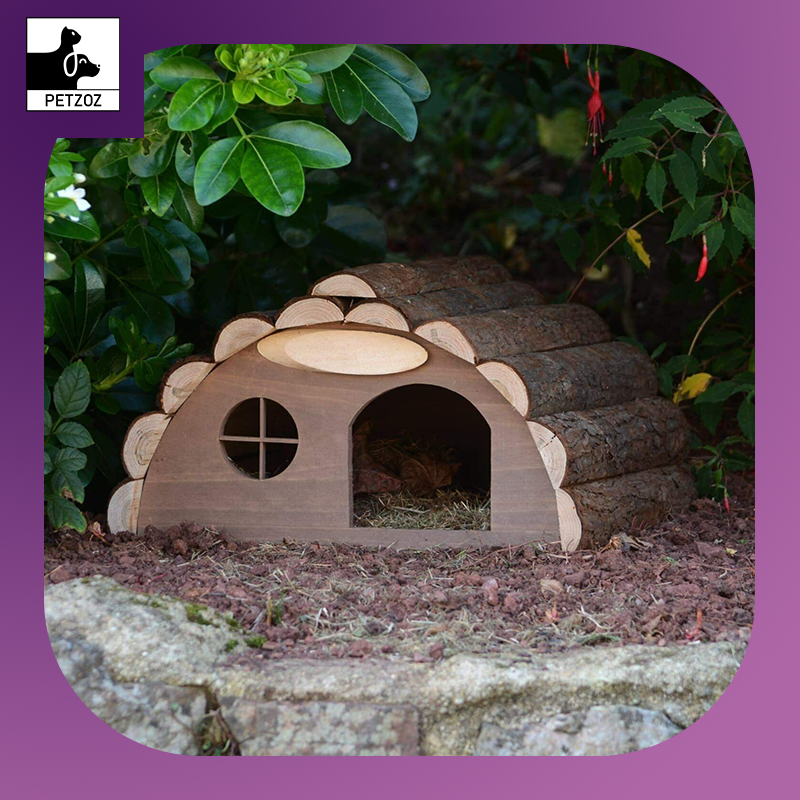 Hedgehog House Large Solid Wooden Garden Shelter Hibernation Home Food Nest Box