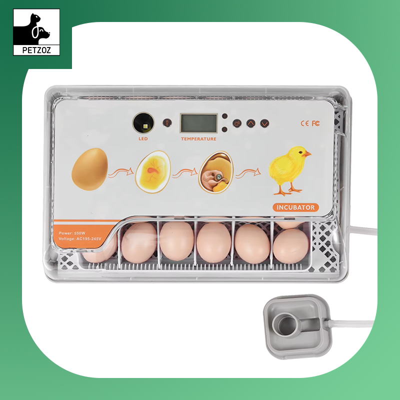 Digital Egg Incubator 20 Eggs Poultry Hatcher with Auto Egg Turning Temperature Control LED Light Temperature Humidity Alarm