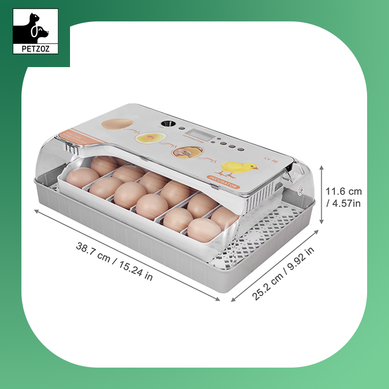Digital Egg Incubator 20 Eggs Poultry Hatcher with Auto Egg Turning Temperature Control LED Light Temperature Humidity Alarm