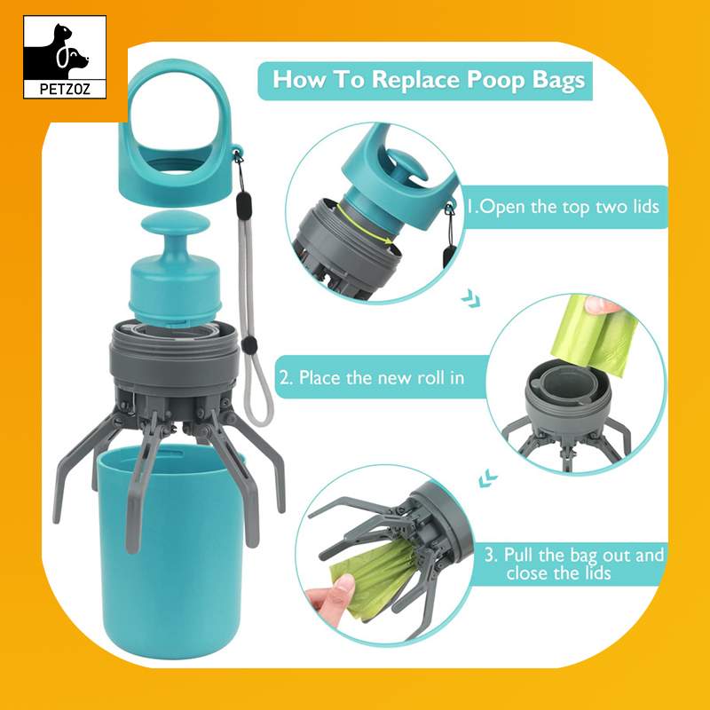 Portable Lightweight Dog Pooper Scooper With Built-in Poop Bag Dispenser Eight-claw Shovel For Pet Toilet Picker Pet Products
