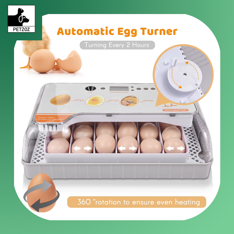 Digital Egg Incubator 20 Eggs Poultry Hatcher with Auto Egg Turning Temperature Control LED Light Temperature Humidity Alarm