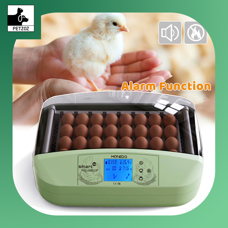 32 Eggs Egg Incubator LED Poultry Digital Hatcher with Auto Egg Turning Temperature Control Temperature Humidity Alarm Incubator