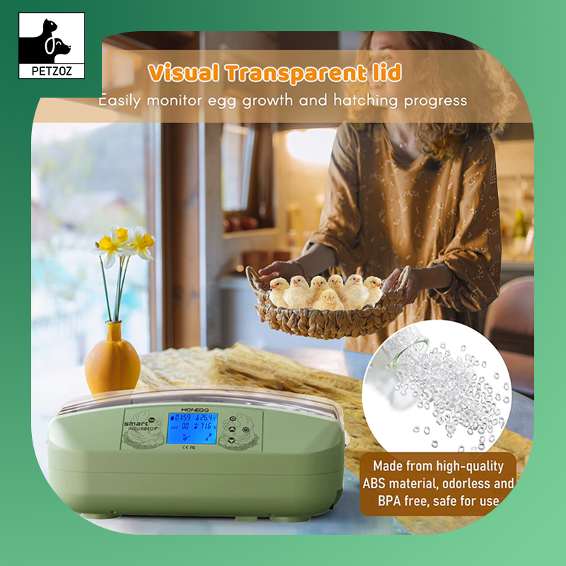 32 Eggs Egg Incubator LED Poultry Digital Hatcher with Auto Egg Turning Temperature Control Temperature Humidity Alarm Incubator