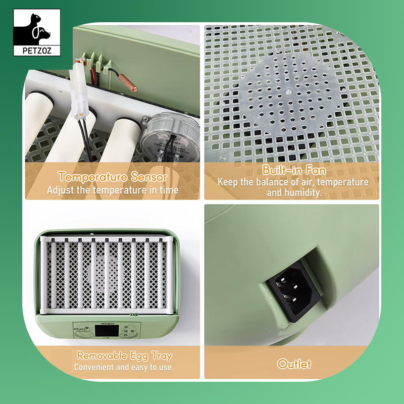 32 Eggs Egg Incubator LED Poultry Digital Hatcher with Auto Egg Turning Temperature Control Temperature Humidity Alarm Incubator