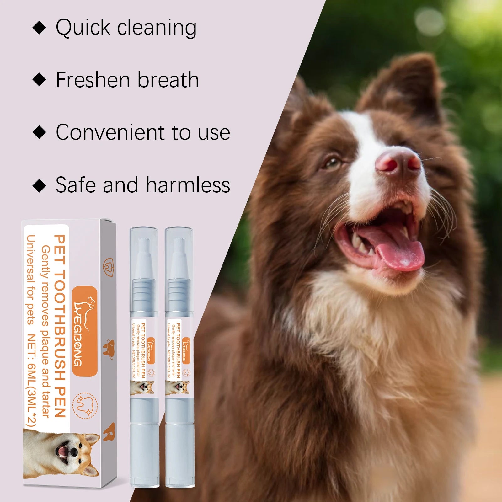 Pet Toothbrush Pen - A Teeth Cleaning Pen for Dogs & Cats to Remove Tartar, Calculus, Bad Breath and Oral Odor