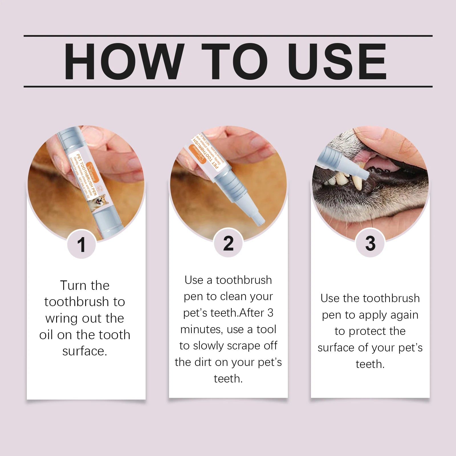 Pet Toothbrush Pen - A Teeth Cleaning Pen for Dogs & Cats to Remove Tartar, Calculus, Bad Breath and Oral Odor